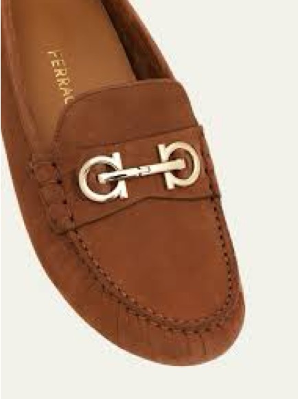 Ferragamo Odilia Suede Gancini Bit Driver Loafers - Brown / Chestnut